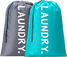 2 Pack XL Travel Laundry Bag, Machine Washable Dirty Clothes Organizer with Draw