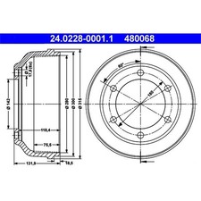2x ATE BREMSTROMMELN 280mm HINTEN passend für FORD TRANSIT