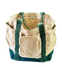 Vintage LL BEAN Garden Tote Canvas Tool Bag Khaki Tan Green Made in USA