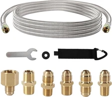 24 FT Propane Hose Extension High Pressure Braided Silver