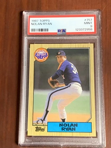 1987 Topps Nolan Ryan HOF #757 Card graded PSA 9