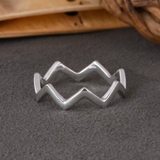 Handmade Plain Wave Band Ring 925 Sterling Silver Stackable Ring Gift For Her