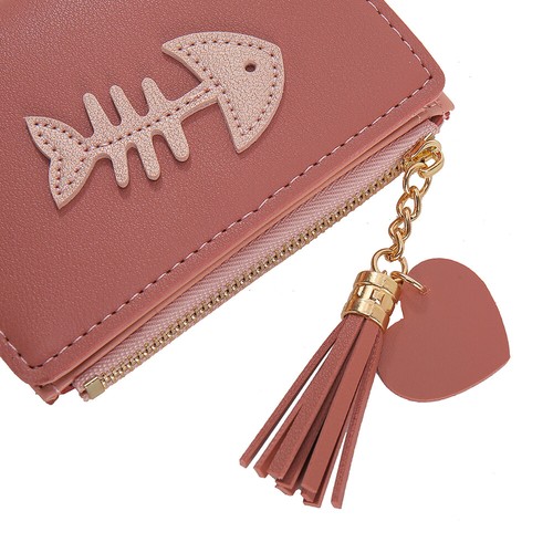 Women Fashion Wallet Cute Credit Card Holder Mini Bifold Pocket Wallet Tassels - Picture 11 of 17
