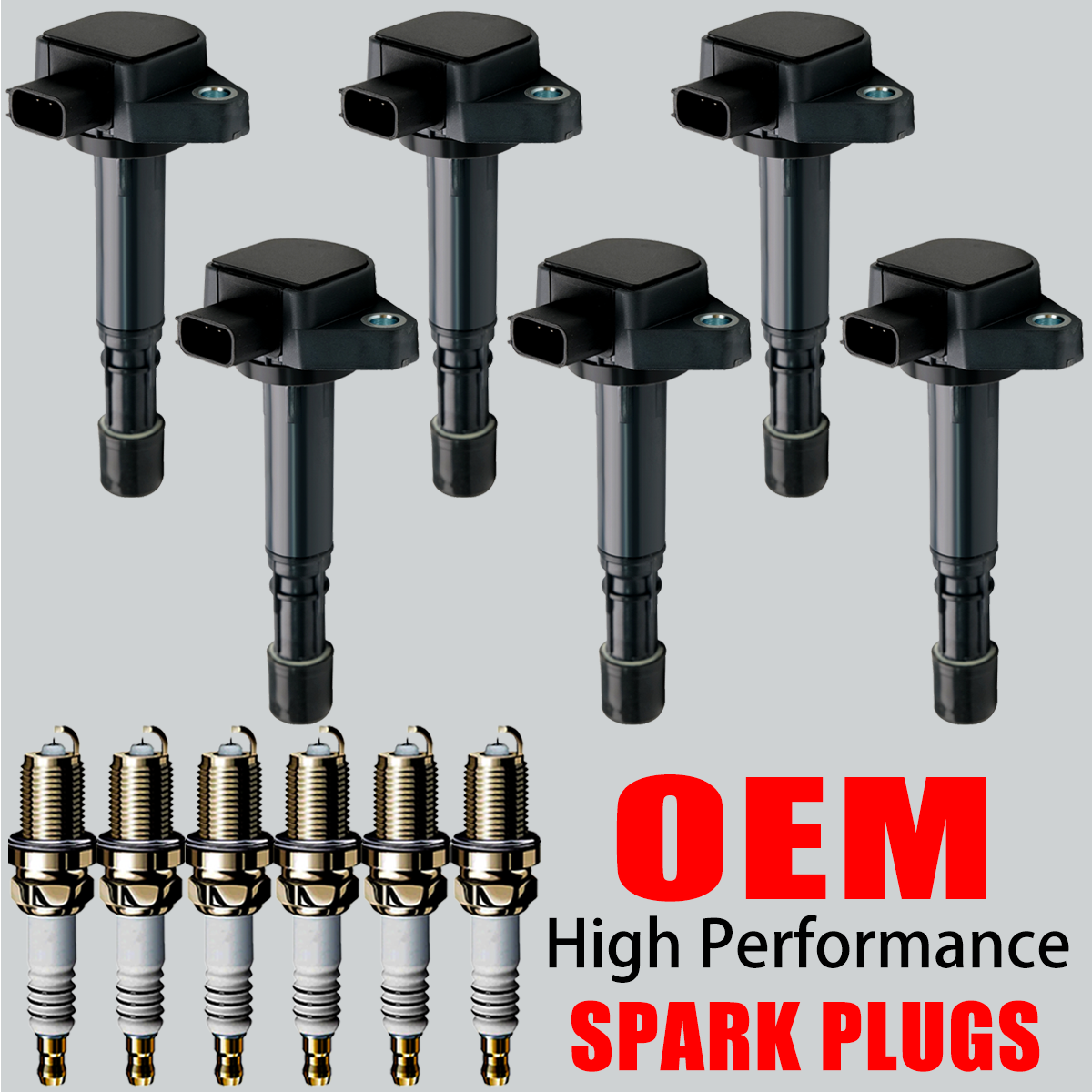 High-Performance 6X OEM Ignition Coils & Iridium Spark Plugs for Honda Pilot Acura MDX 3.5L UF400