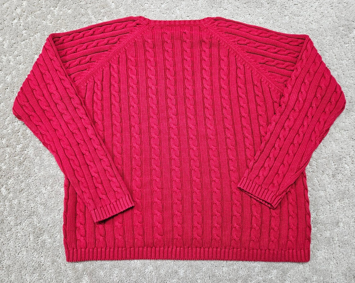 L.L. Bean Sweater Womens SIZE L Red Long Sleeve Cable Knit Pullover