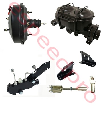 GM A, F, X Body 1964-74 9'' Black Power Brake Booster Conversion Kit Disc / Drum