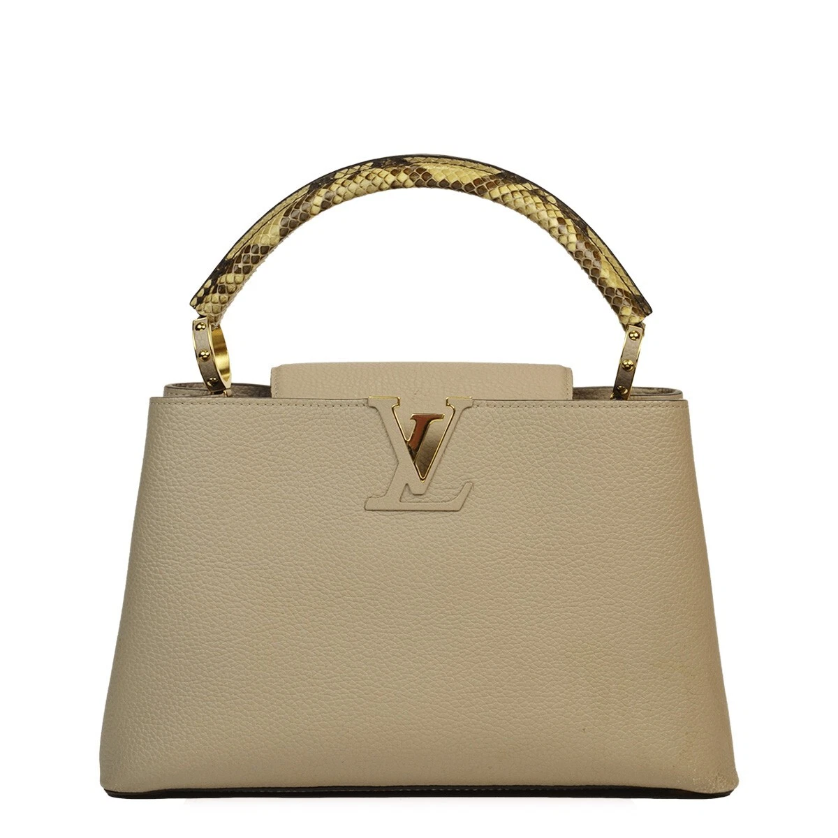 LOUIS VUITTON BEIGE CAPUCINES BAG TAURILLON LEATHER AND PYTHON PM