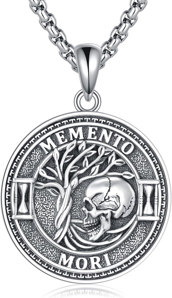 Memento Mori Necklace 925 Sterling Silver Death Reminder Jewelry