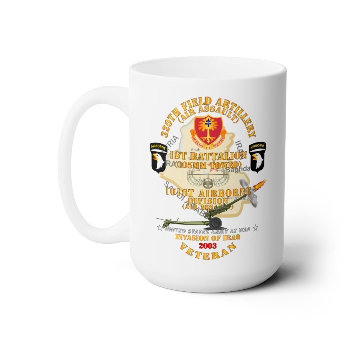 White Ceramic Mug - 1st Bn, 320th FA, 101st Airborne Div - Invasion - 2003  w AA | eBay