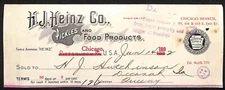 H.J Heinz Co. Pickles Chicago HJ Hutchinson Decorah IA* Cut 1890's 1902 Billhead
