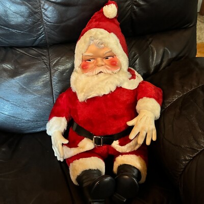 Vintage Santa Claus Rubber Face Christmas Plush Large Stuffed 26