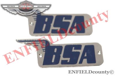 New Pair Steel Chrome Blue Fuel Tank Logo Badge Set For BSA M20