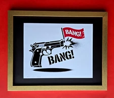 AIDAN FLUX | Hand Signed Original Print Framed LtdEd of 69 COA PISTOL BANG FLAG