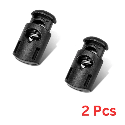 BAKERS STREET 2PCS Black Plastic Cord Locks Toggle Spring Stoppers Shoelaces Durable Fasteners
