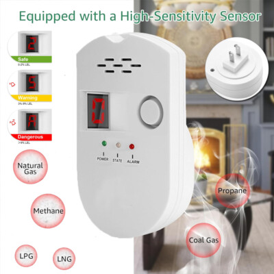 Digital Gas Leak Detector Alarm Sensor Propane Butane Methane Gas Wall Plug In