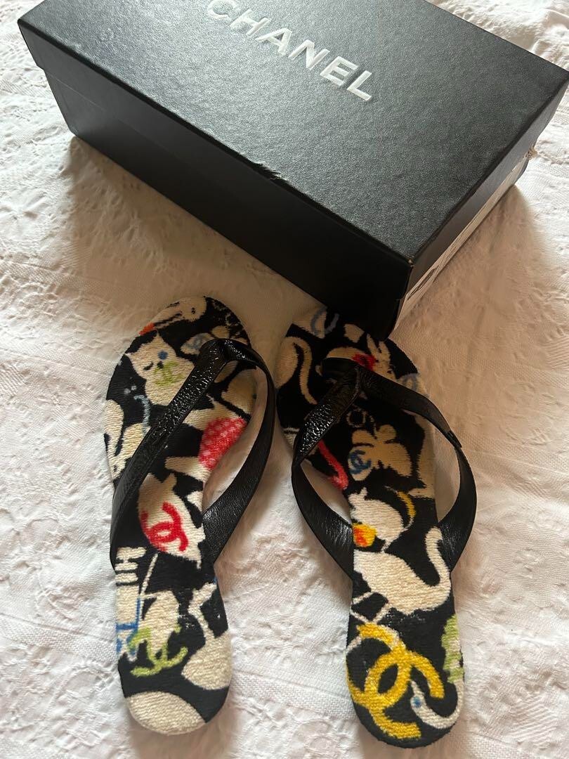 CHANEL Beach Thong Sandals Mules Pumps Shoes Women Size EU 37