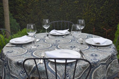Tablecloth Provence 140x140 CM Blue Paisley Jacquard Gobelinart from France - Picture 5 of 8