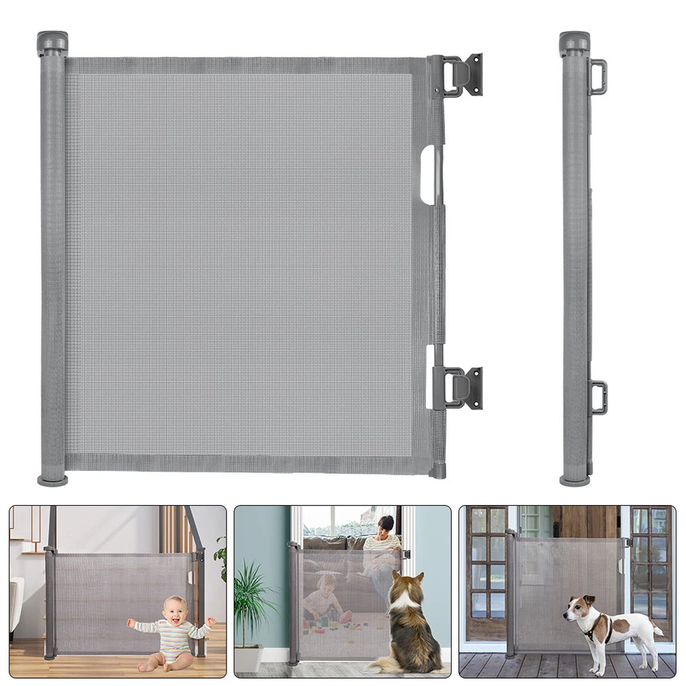 Pet Safety Gate Retractable Dog Barrier Folding baby Doorways Stair Guard Fences