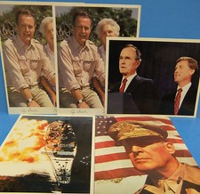 Photo LOT George H W Bush, Barbara Bush, Dan Quayle, Douglas MacArthur, USS Iowa