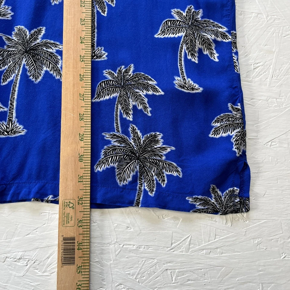 Camisa hawaiana Jaywalker para hombre talla 2X con botones estampado de palmera 100 % azul rayón Foto 4 de 4