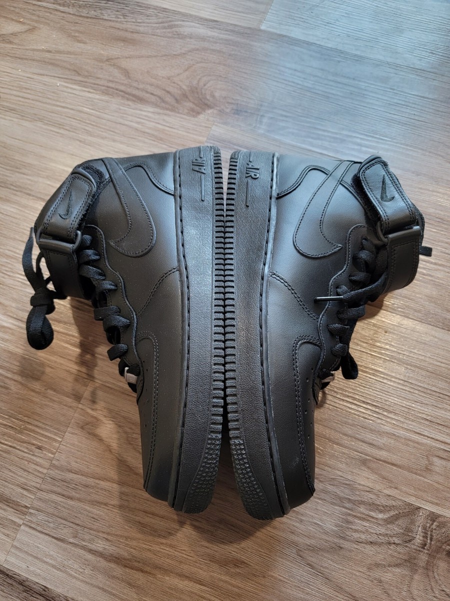 Air For 1 Mid 07 Nike Triple Black Sneaker Size 10.5 Men's CW2289