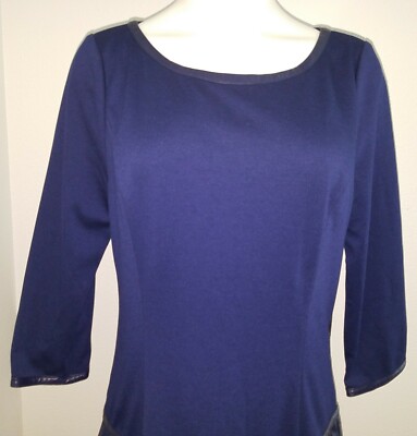 NWT Jessica Simpson Dress 8 Evening Blue Faux Leather Micropleating Drop  Waist | eBay
