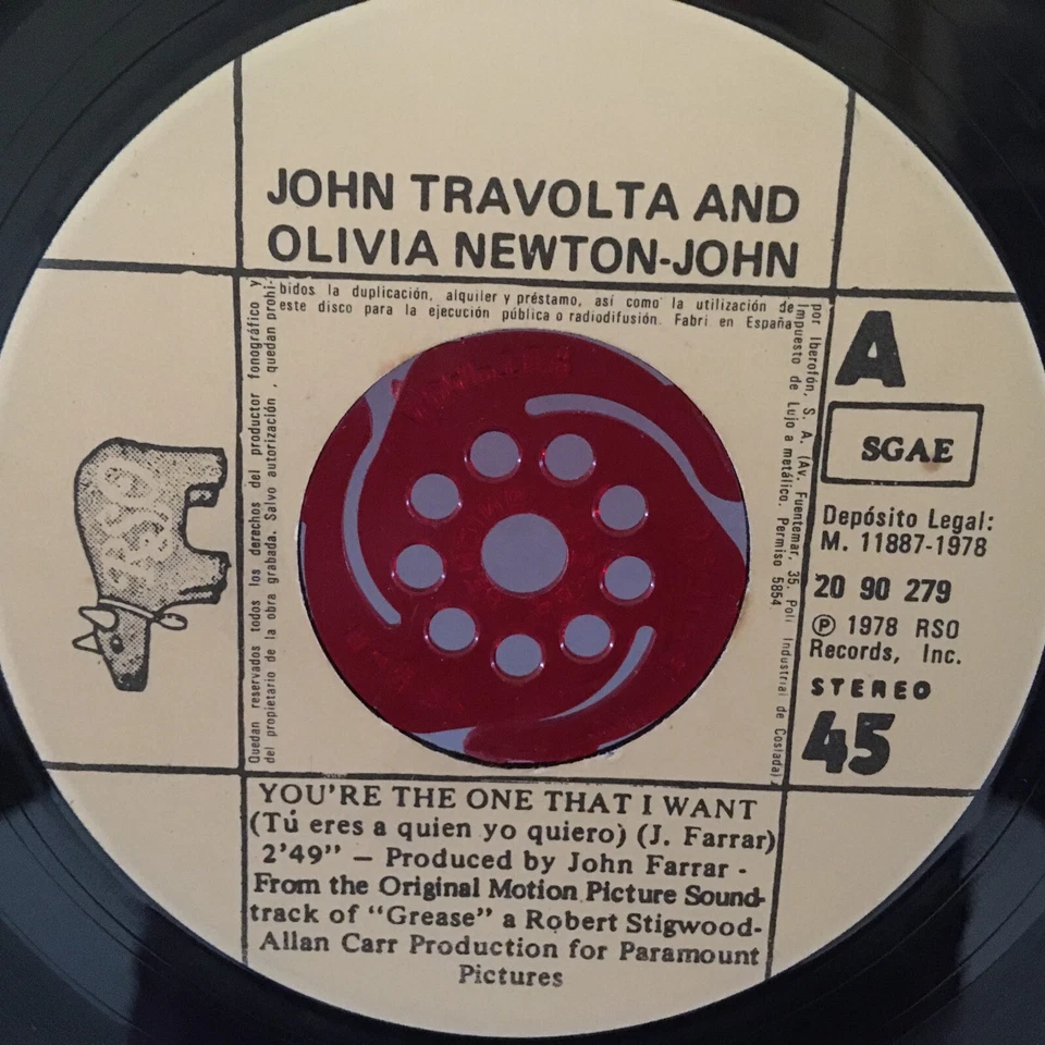 John Travolta Olivia Newton John You’re The One That I Want 45 RPM Vinyl Record - Image 4 of 4