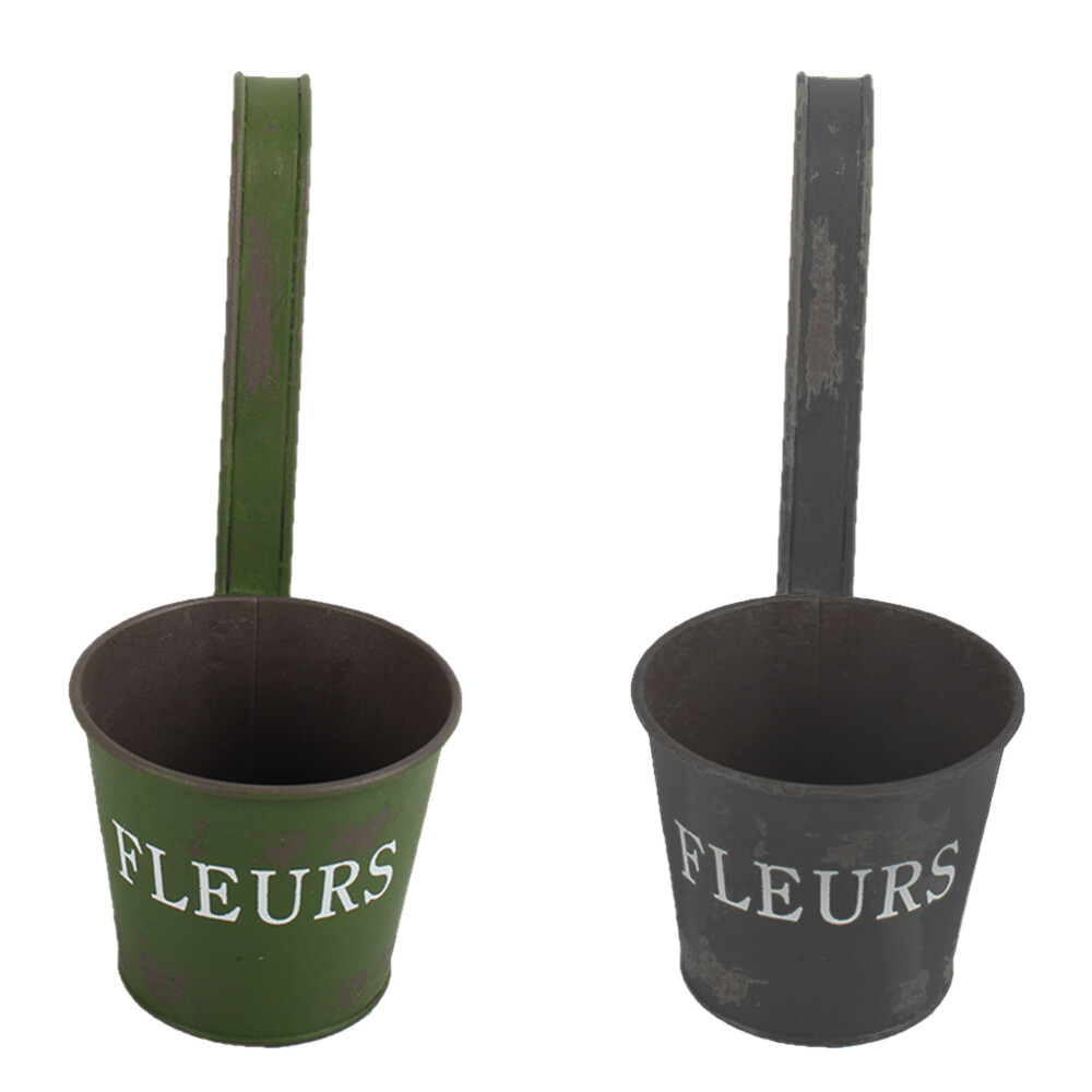 2pcs Flowerpot Fence Flower Pots Metal Wall Planter Iron Hanging Baskets