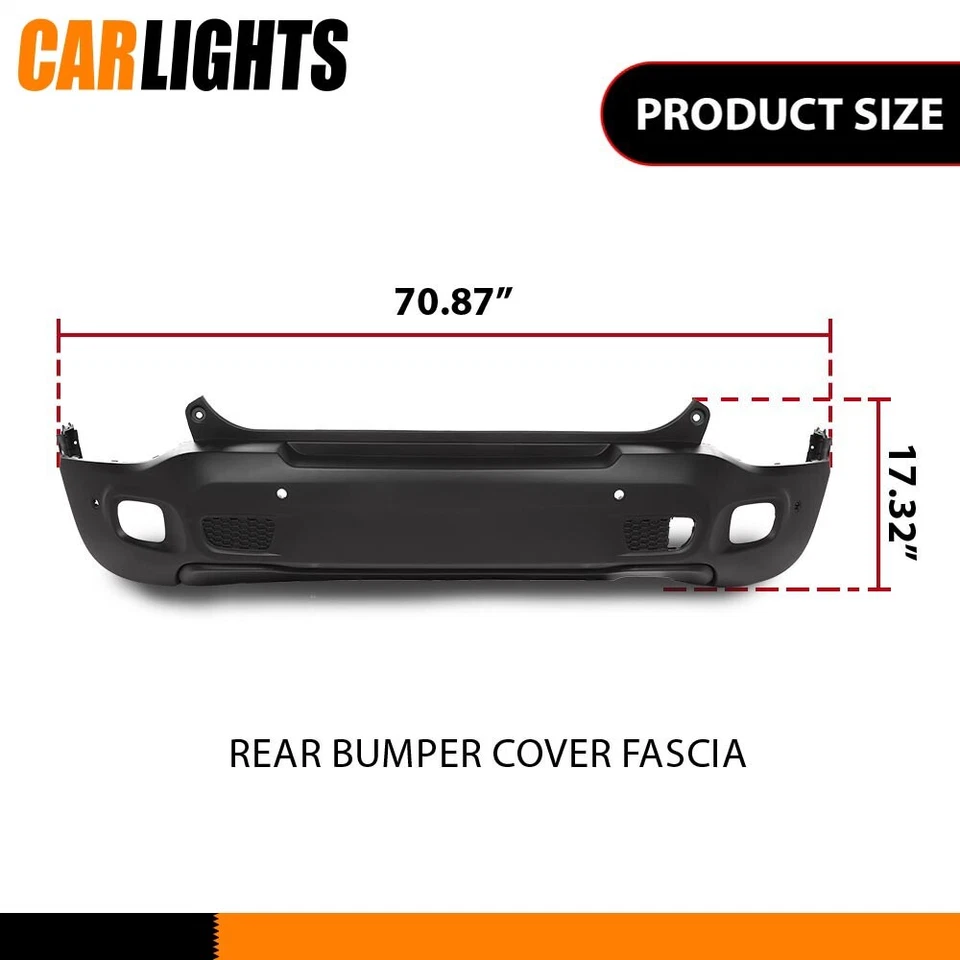 Fit for 2015-2023 Jeep Renegade w/ Park Rear Bumper Cover Fascia Textured Black - Изображение 3 из 4