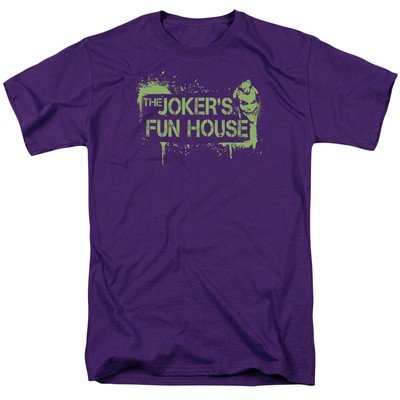 Batman Arkham City Jokers Fun House T Shirt Mens Licensed DC Comics Tee Purple