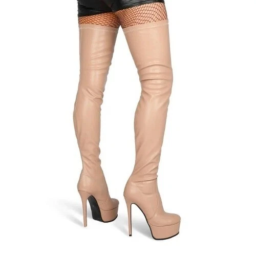 Platform Thigh High Boots Sexy Shoes Zipper Stiletto Heels Over The Knee Shoes - Image 3 of 4
