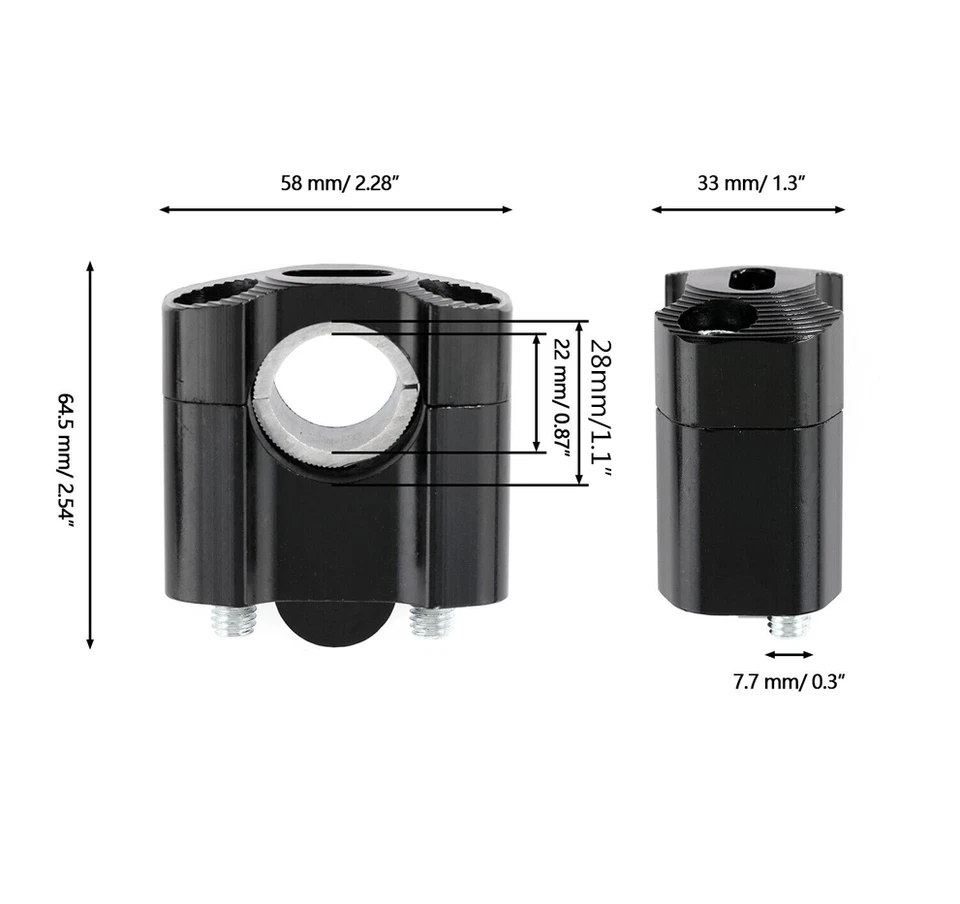 Motorcycle Handlebar Riser Handlebar Fat Handle Bar Mount Clamps Adapter 22 28mm - Image 2 of 4