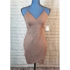 NWT Windsor Mini Dress Shimmery Taupe Crisscross back bodycon V-neck Medium