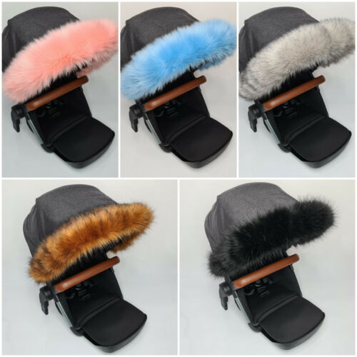 NEW Baby Pram Accessories Hood Fur Trim Pushchair Buggy Newborn Must Have Furs - Afbeelding 1 van 71