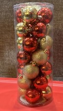 1 Pack 28ct Christmas ball Shatterproof ornaments 2" RED GOLD Glitter