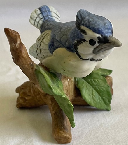 Vintage LEFTON Porcelain Bluejay #03305 Blue Bird on Branch Hand Painted - Picture 6 of 7