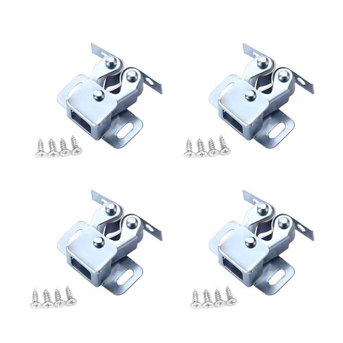 Cupboard Lock Screw 4Pcs Furniture Fitting Double Roller Catch Door Stop Closer - Picture 15 of 15