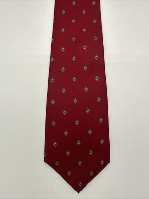NEW Vintage Christian Dior Tie Vintage Silk Red Diamond Hudson Tag
