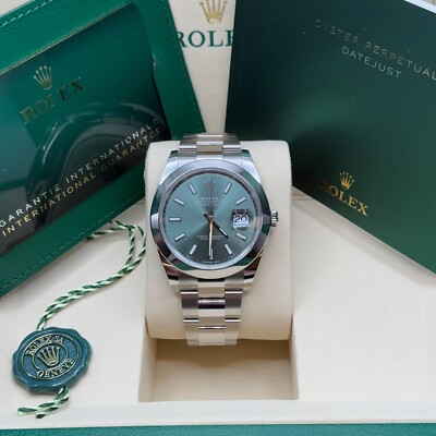 Rolex Datejust 41 NEW 2025 Mint Green Index Stainless Steel Smooth Oyster