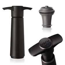 Vacu Vin Wine Saver Pump Black with Vacuum Wine Stopper - Keep Your Wine Fres...