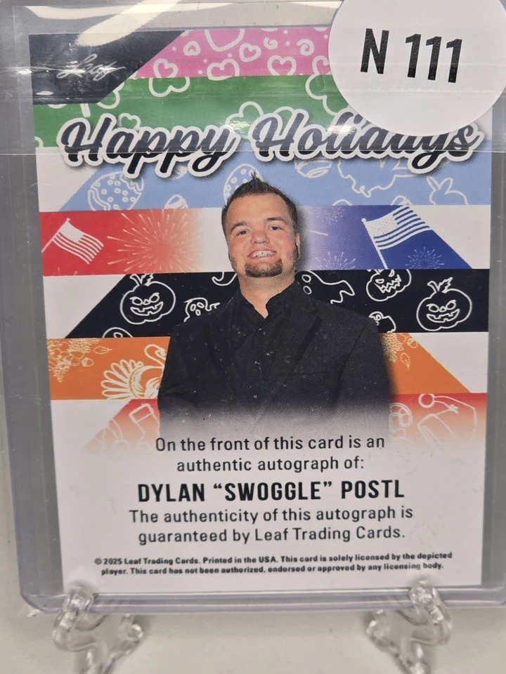 2025 Leaf Holidays WWE Dylan “Swoggle” Postl Auto - SP Hornswoggle Signature - Image 2 of 2