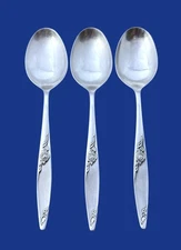 Oneida TWIGHTLIGHT ROSE Stainless - Set of 3 Place Oval Soup Spoons 6 7/8"