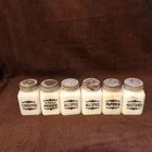 Vintage Milk Glass Dove Glass Frank Tea & Spice Co 6 Shakers Mid Century SEE
