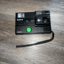 Vintage Keystone 1040 Everflash Telephoto Disc Film Camera Black/Green w/ Strap