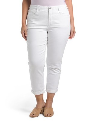 NYDJ High Rise Girlfriend Jeans Ankle Length Optic White 22W Plus NEW
