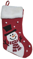 Classic Snowman Christmas Stocking Snowflakes Red  White