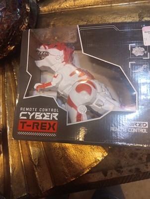 Robotic Dinosaur Cyber T Rex W Remote Control Red&White Interactive Roars/walks