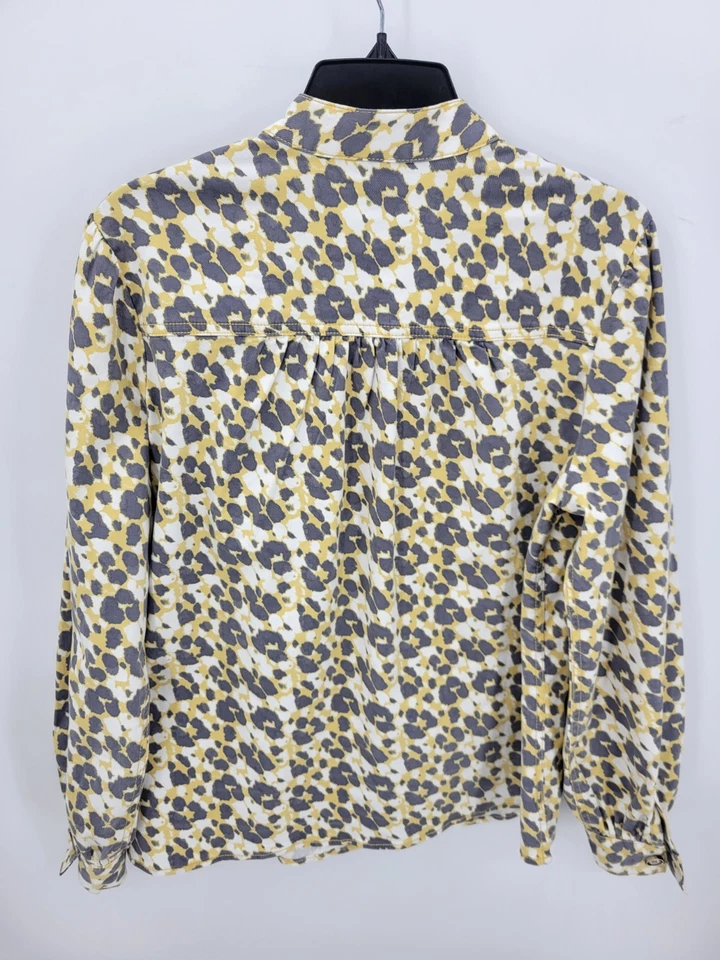 Blusa artística Cabi Top para mujer mediana amarilla gris floral manga larga cuello lengüeta Foto 2 de 4