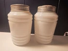 Vintage Mid Century Hazel Atlas Milk Glass Beehive Salt and Pepper Shakers 4.75"