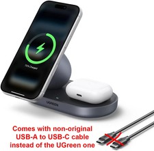UGREEN Zapix Qi2 Certitied 15W MagSafe Charger Compatible 2-in-1 Wireless Charge